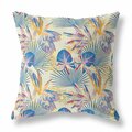 Homeroots 18 in. Tropical Indoor & Outdoor Throw Pillow Blue & Cream 414304